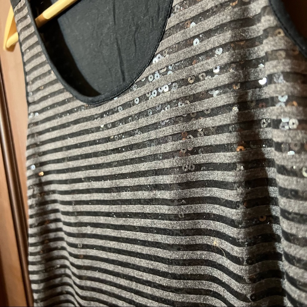 Black and Gray Stripe Tank Top by The Limited - Medium